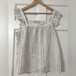 Ruffle, metallic stipe tank- Loft